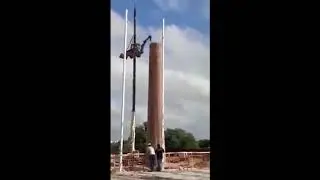 Loader excavator at 20 meters height