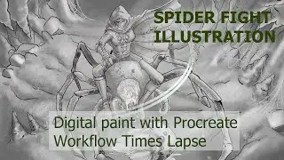 Ranger and Spider Fight scene illustration (Procreate workflow time lapse)