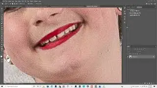 Removing lipstick from teeth in Photoshop, clone tool, layer mask, saturation, paint, whiten teeth