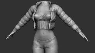 Puffy Jacket Outfit - ZBrush Cloth Creation (Timelapse)