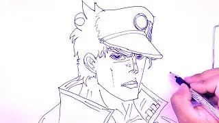 MENGGAMBAR KUJO JOTARO - JOJO'S BIZZARD