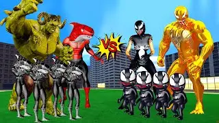 TEAM SHARK SPIDER-MAN VS FAMILY VENOM GOLDEN | LIVE ACTION STORY