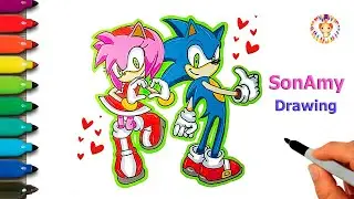 How to draw SonAmy ❤💙 Sonic and Amy Rose drawing easy step by step