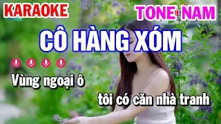 Karaoke Cô Hàng Xóm Tone Nam Nhạc Sống | Karaoke Công Trình