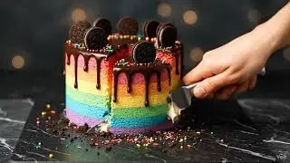 Slicing Rainbow Oreo Cake 🍰🌈 | Ultra-Realistic ASMR 8K