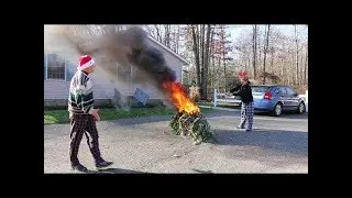 Psycho Kid Torches Christmas Tree - Reversed