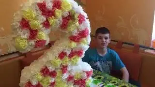Изготовление цифры на день рождения Настеньки из салфеток своими руками. 
