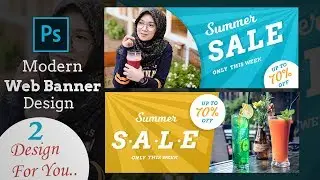 Modern Web Banner Design For Summer In Photoshop | Photoshop CC Tutorial