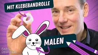Wie kann man einen super niedlichen Hasen mit einer Klebebandrolle malen?