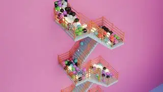 BALLS FALLING ON THE STAIRCASE MADE IN BLENDER #blender #animation [MARBLE RUN #6]
