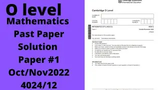 Cambridge O'levels, Mathematics Syllabus D,  past papers Solutions, Paper 1, Oct/Nov2022, 4024/12