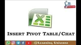 Inser Pivot Table| Excel Formula | Pivot Chart | Advance Excel | Learning Universe