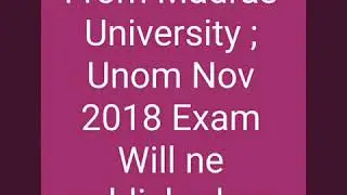 Its Official From Madras University | Unom Results Nov.2018 | Logesh Waran