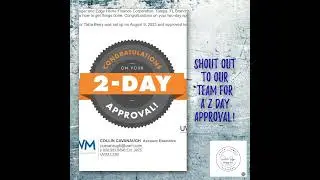 Shout out to our team for a 2 day approval!