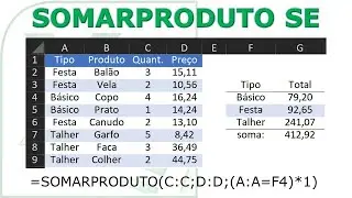 Como usar a fórmula SOMARPRODUTO com condição no EXCEL, como se fosse SOMARPRODUTOSE