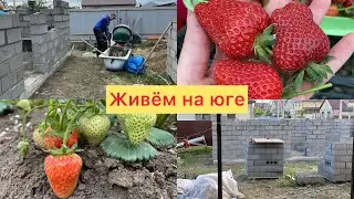 Купили дом🏠2️⃣1️⃣5️⃣Моя фазенда✅Прополка 🍓Стройка БАНИ полным ходом✅Переборщила с ПЕСКОМ😅🧱
