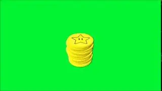 Golden Star Coins Stack Green Screen