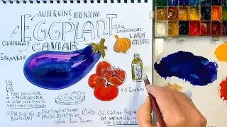 Illustrated Recipe: Eggplant Caviar (Gouache)