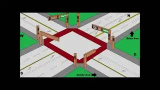 Elise Ave at Sandy Ave  3D Intersection Traffic Signal Animation
