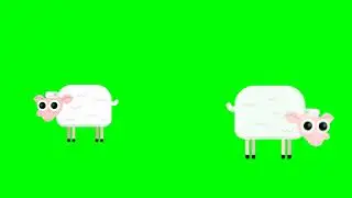 4K Cartoon Sheep walking eating Green Screen - Chroma Key