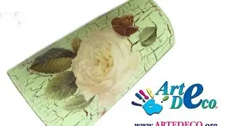 Arte Deco - Tutorial Decoupage Sottovetro con Cracklè - Decoupage on glass with Crackle