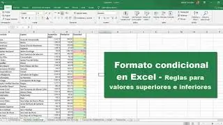 05 - Glezbim - Curso de Excel avanzado - Formato condicional -Reglas valores superiores e inferiores