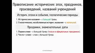 Правописание исторических эпох, праздников... (6 класс, видеоурок-презентация)