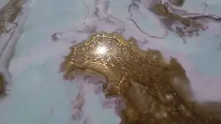Sea Foam and Gold Resin Table Top (lace, veins, depth, cells, magic)