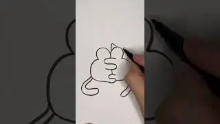 How to draw hugging cats easy 🩵🐱🐱 Рисуем обнимающихся котиков