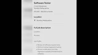 Software Tester #fresher #experienced #getemployed #youtubeshorts #softwaretestingjobs #qajobs