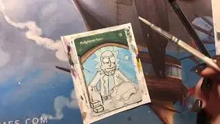 MTG Enlightened Tutor Full Art Alter: Rick & Morty: Rick Sanchez: Time Lapse Art