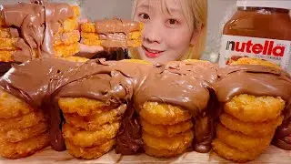 ASMR Nutella Hash Browns【Mukbang/ Eating Sounds】【English subtitles】