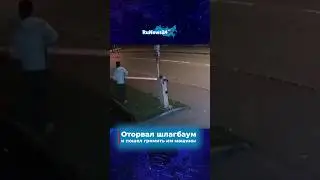 Оторвал шлагбаум и пошел громить им машины