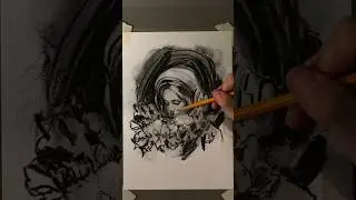 ASMR drawing charcoal sketch. #art #shorts #drawing #artist
