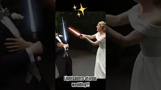 #bride & #groom have a lightsaber battle at their #wedding!! #starwars #weddinginspiration