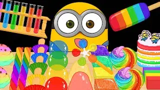 [ASMR] 미니언즈 무지개 음식 애니 먹방 (Minions Rainbow Food Animation Mukbang)