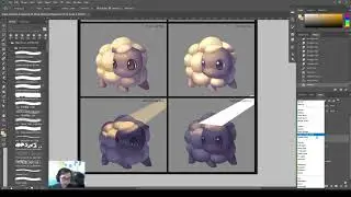 DPaint2-6 Color Correct to Dramatic Lighting Sheep, Color Balance = Ctrl+ B, Hue/sat = Ctrl + U