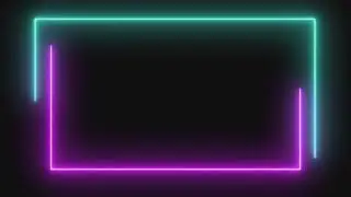 Neon Light Rectangle Frame Loop Video Glowing Frame Border Black Screen