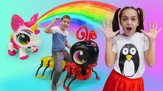 Распаковываем новые игрушки - Животные Робо Лайф! - Веселые игры  для детей