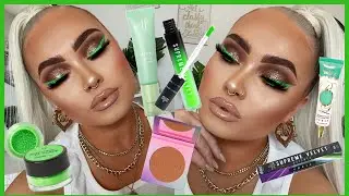 TOXIC GREEN NEON LINER | GLITTER GLAM Get Ready With Me 💚