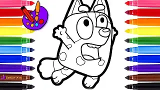 how to draw bluey muffin 🐶❤️ easy Drawing and Coloring Bluey for kids