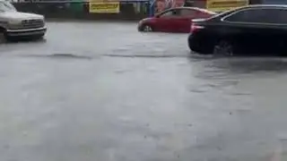 Car Drives Through Tropical Storm Marco Aftermath
