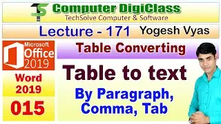 Lecture - 171 : Word : How to convert Table to Text in word