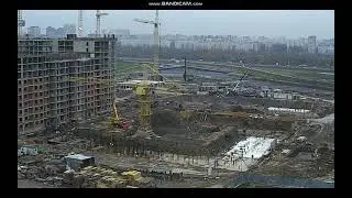 Наращивание башенного крана кб 581, и работа двух КБСМ 503Б. TimeLapse
