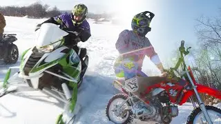 Dirtbike vs Snowmobile!