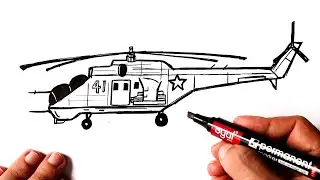 How to draw an army Helicopter Mi 24