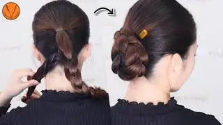 【Uピン＆ヘアゴム】巻かない！簡単！可愛いロング三つ編みヘアアレンジ
