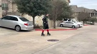 man who loves fortnite bombs a hill in roller skates