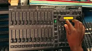 Patching a DMX light on a Behringer Eurolight LC2412 DMX console. Simple version.