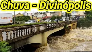RIO ITAPECERICA EM DIVINÓPOLIS E CHUVA FORTE EM DIVINÓPOLIS, MINAS GERAIS BRASIL